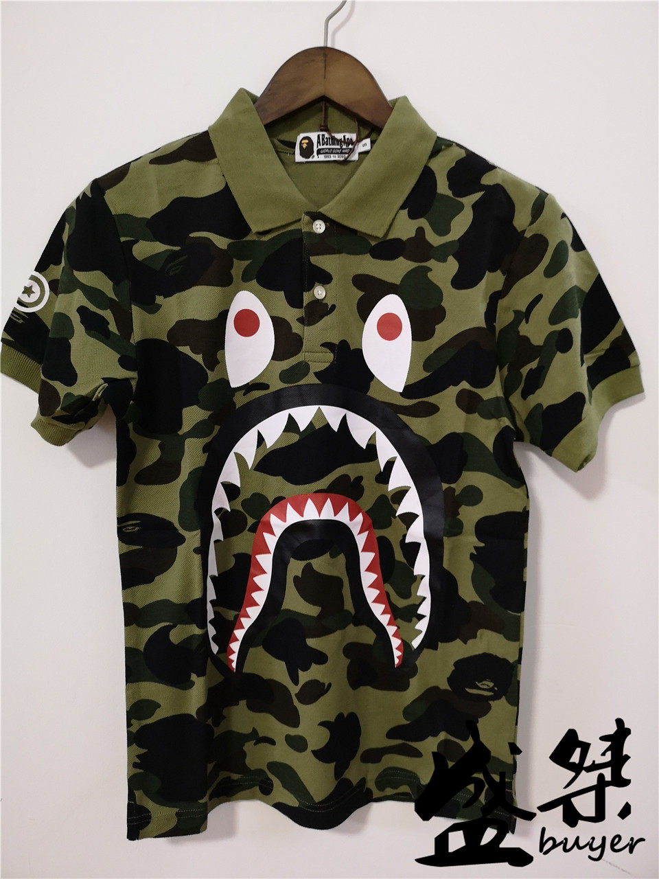 盛桀日代BAPE 1st camo 全新两色迷彩鲨鱼POLO衫男女情侣同款