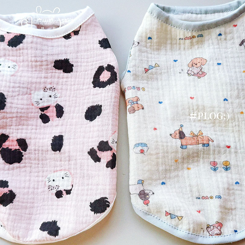 透气婴儿棉纯棉纱布宠物狗狗衣服夏季泰迪幼犬轻薄猫衣服夏装背心