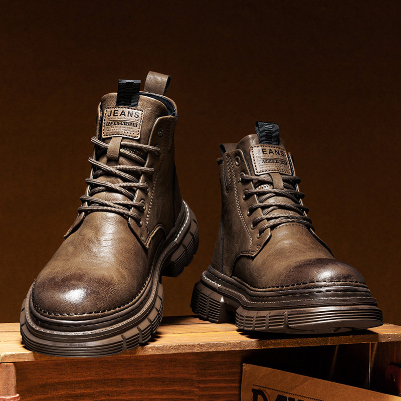 马丁靴男款2025新款秋冬季高帮真皮皮靴子男士英伦风复古工装短靴
