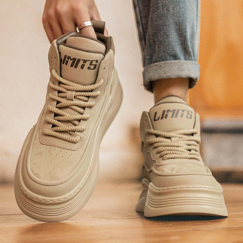 男鞋冬季加绒保暖棉鞋男款高帮板鞋高级感潮牌厚底增高工装马丁靴