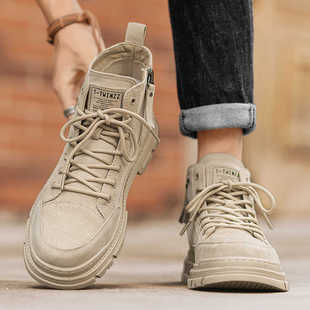 马丁靴男新款秋季英伦风复古高帮男鞋机车骑行厚底防滑耐磨工装靴