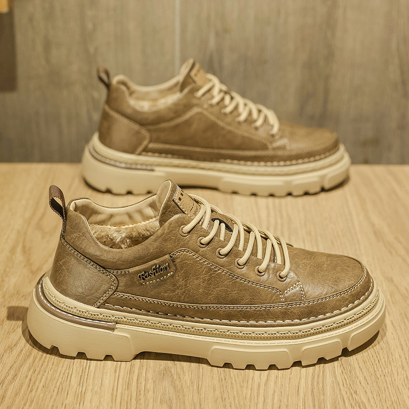 男鞋2025新款冬低帮马丁靴男款美式复古工装靴子冬天加绒棉鞋冬鞋