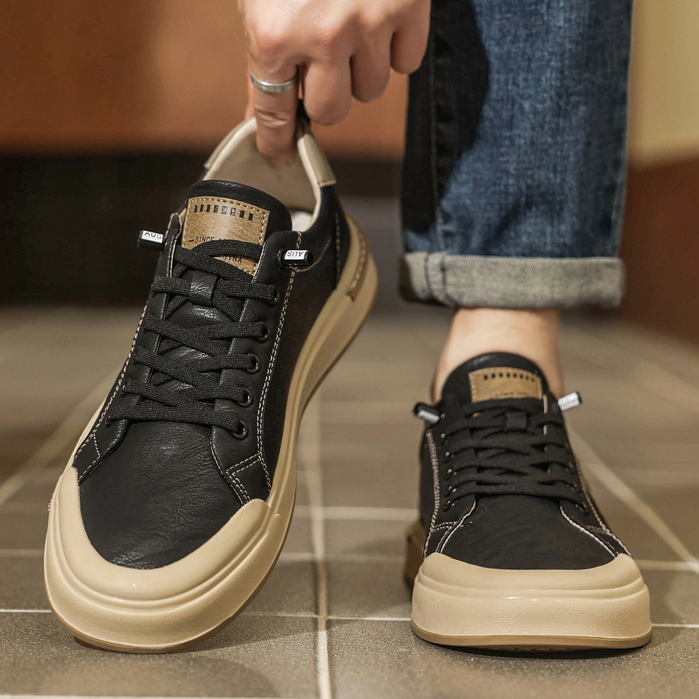 男鞋2025新款冬季潮牌高级感运动休闲板鞋男款青少年黑色百搭潮鞋