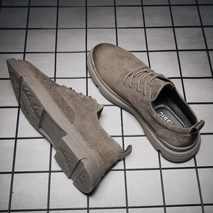 马丁靴男低帮英伦百搭男鞋秋冬工装鞋子男款棕色男士休闲翻毛皮鞋