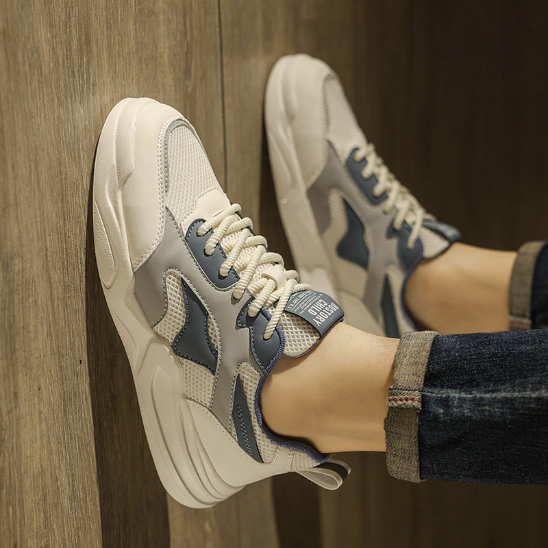 男鞋2025新款防滑板鞋青少年冬季透气网面爆款高级感运动休闲潮鞋