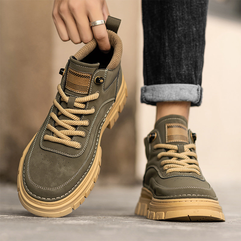 马丁靴男款2026新款春秋英伦复古中帮短靴防滑厚底运动高帮工装靴