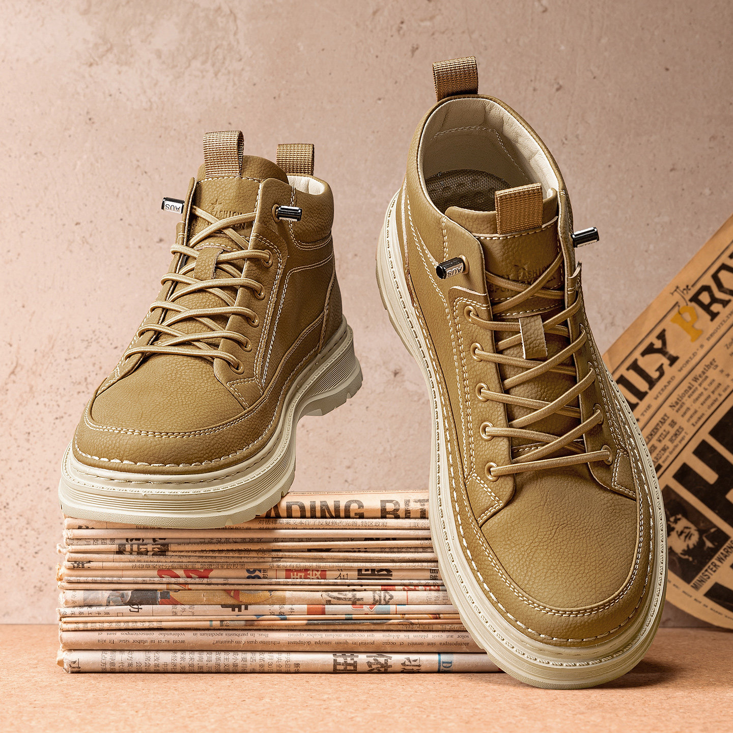 冬季加绒高帮鞋男鞋软底轻便男士马丁靴一脚蹬中帮工装冬鞋子棉鞋