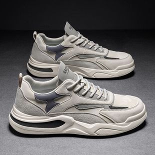 2025新款 老爹潮鞋 防滑休闲跑步运动鞋 皮面增高冬季 子男士 阿甘男鞋