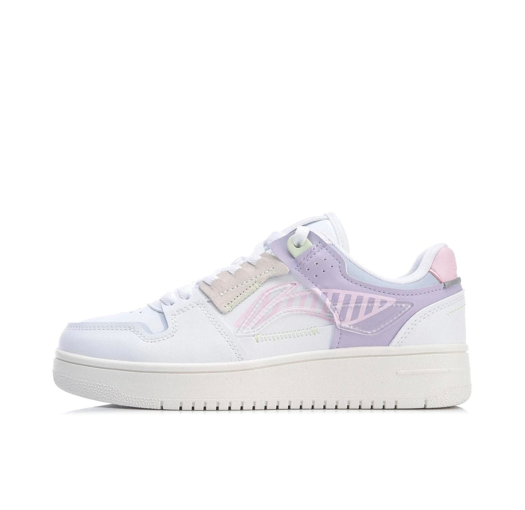 LiNing李宁 天迹 防滑耐磨透气低帮板鞋女款  AGCP362-12  柠檬仓