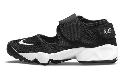 Nike Air Rift 魔术贴镂空休闲跑步鞋 儿童 黑白 322359-014