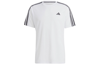 adidas 3-Stripes 三条纹拼色印花圆领短袖T恤 男款 白色 IB8151