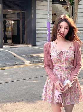 【许愿精灵】2026新款甜美碎花裙式三件套泡温泉海边度假泳衣2651