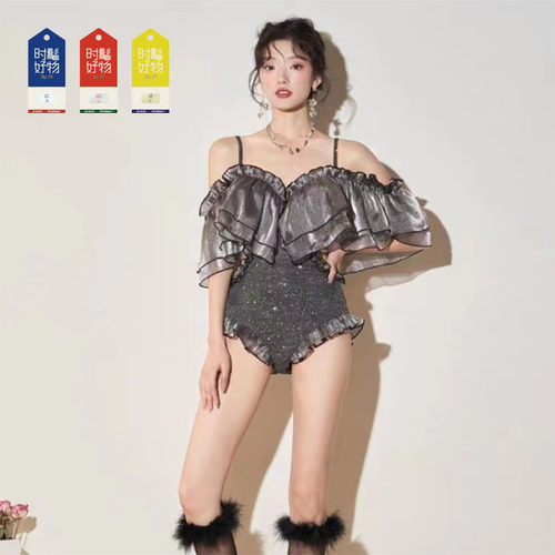 泳衣女纯欲风连体保守小胸聚拢保守显瘦游泳装3132