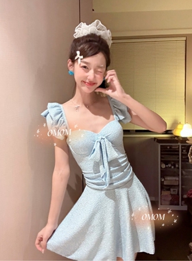 【海盐日记】清凉质感度假连体两件套显瘦泡温泉海边沙滩泳装5143
