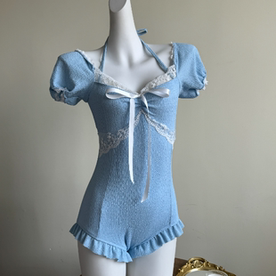 遮肚沙滩度假泳装 2026夏季 蕾丝边修身 泳衣连体裙式 4098 新款