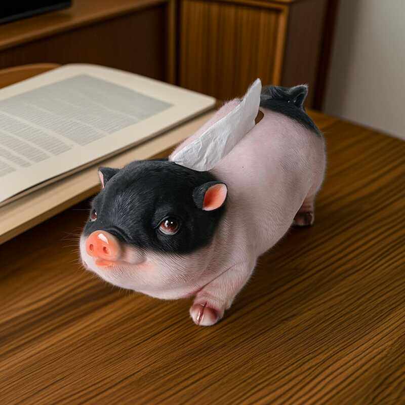 网红小猪纸巾盒客厅高档餐厅创意茶几桌面卡通可爱抽纸盒装饰摆件