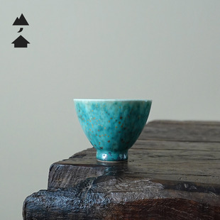 晓月山房景德镇纯手工金丝翠羽翡翠绿窑变釉陶瓷茶杯功夫茶主人杯