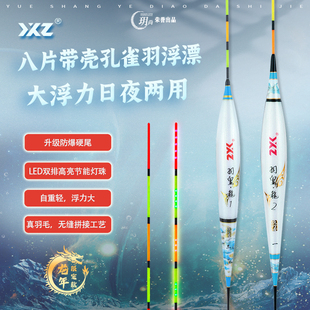 夜行者孔雀羽电子漂316日夜两用LED超亮硬尾夜光漂黑坑鲤鱼漂浮漂