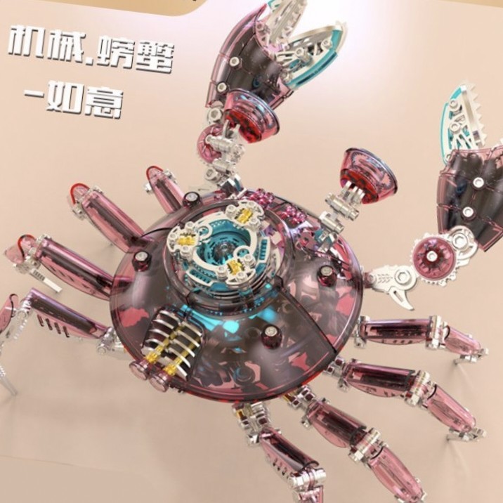 新品龙零机械螃蟹金属拼装模型潮玩diy手工3D立体拼图玩具男礼物
