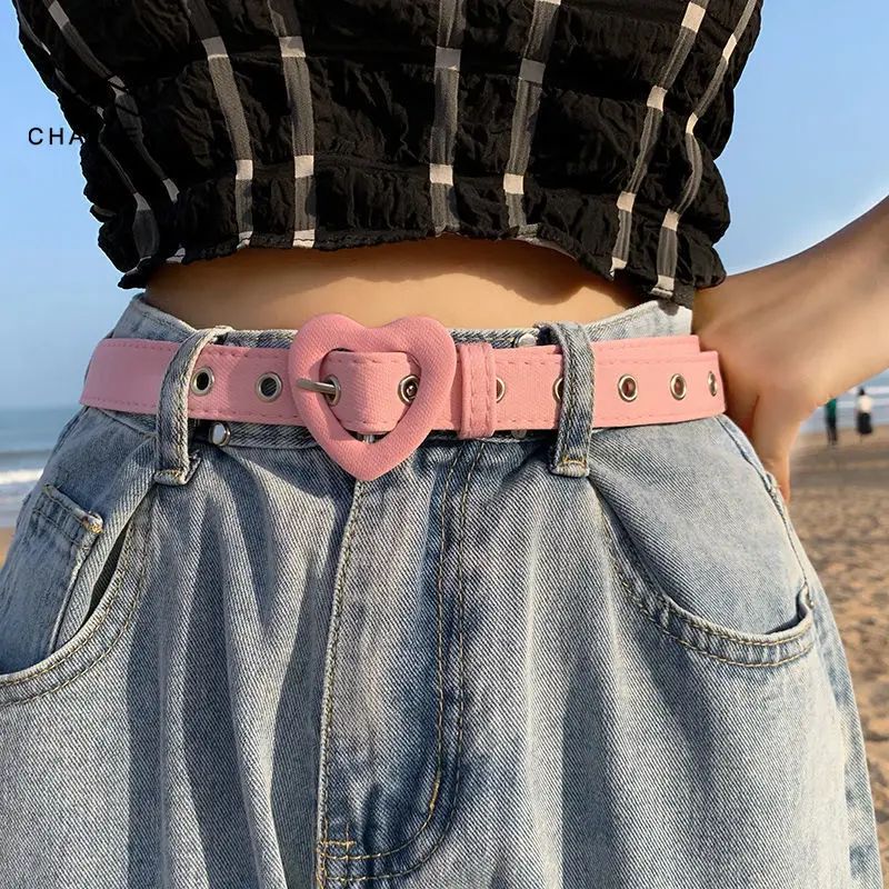 Heart Denim Belt For Women Love Buckle New All-Match Jeans B