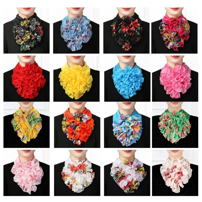 Korean Floral Chiffon Neck Guard False Collar Hedging Scarf