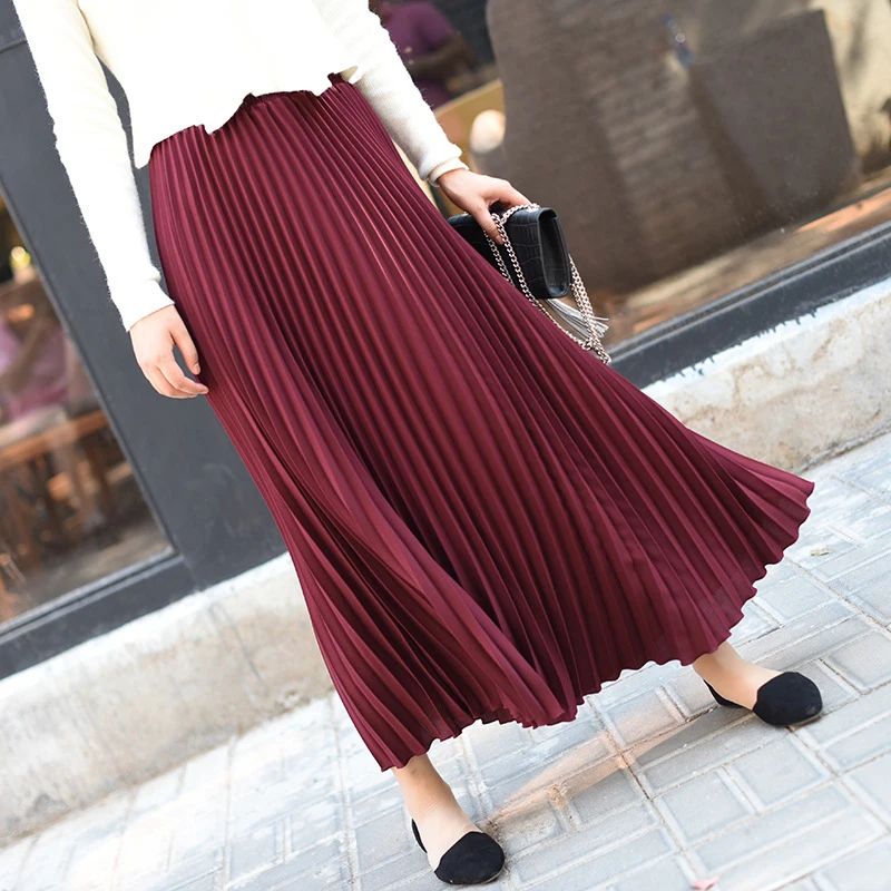 KarSaNy High Waist Long Pleated Skirt Women Maxi 2023 Womens