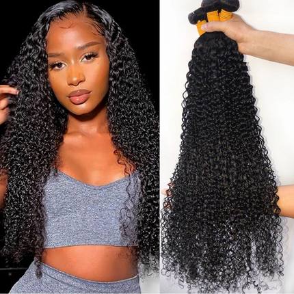 10A Kinky Curly Human Hair Bundles Weave Extensions Hair Nat