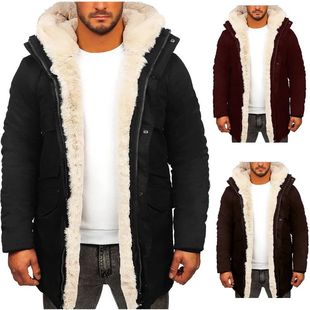 Parka Autumn Jacket Warm Coat Lon Men Fur Faux Hooded Winter