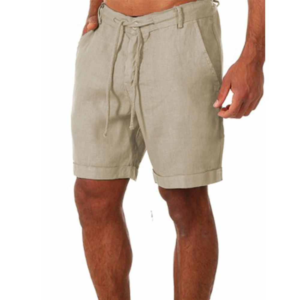 KB 2023 New Men's Cotton Linen shorts Pants Male Summer Brea