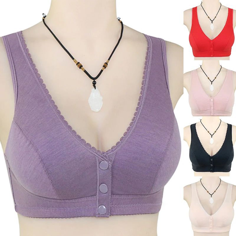 Full Cotton Bras Front Closure Vest Brassiere Soft Intimate