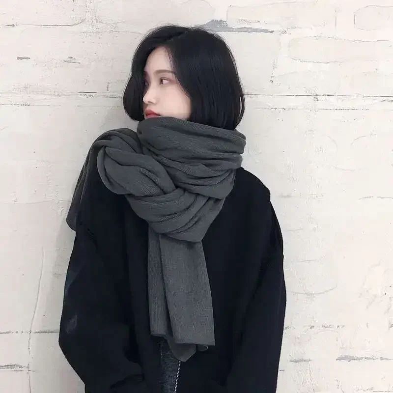 50*200cm Thick Warm Scarf For Women Pure Color Ladies Imitat