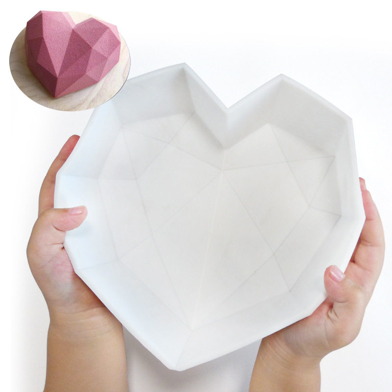 heart shaped silicone cake mold with mini hammer 3d geometri
