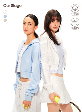 Our Stage 连帽短款外套女柔软亲肤双拉链宽松蝙蝠袖百搭运动卫衣