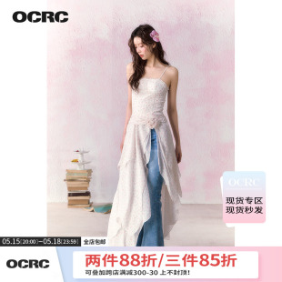 OCRC Official海边度假风吊带裙夏不规则下摆带胸垫碎花连衣裙女