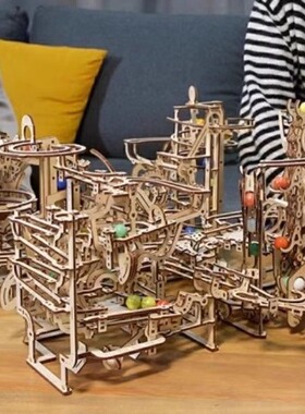 乌克兰UGEARS轨道重力球升降机木质机械拼装模型DIY手工玩具礼物