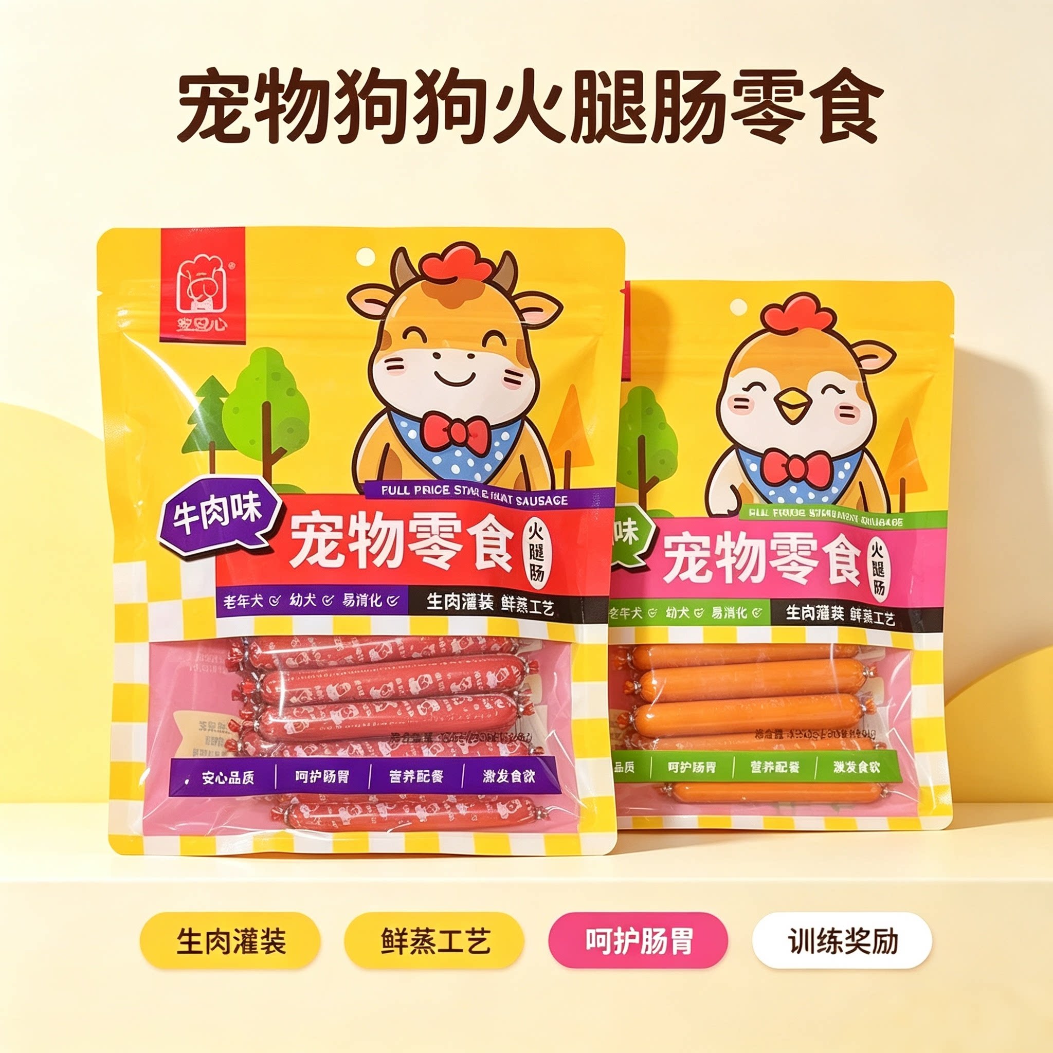 香肠火腿安心牛肉训练奖励狗零食