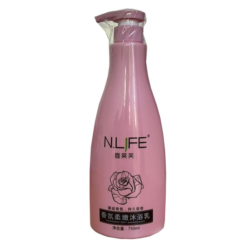 恩莱芙香氛柔嫩沐浴乳露750ml清洁滋润身体护理玫瑰花香味家庭装