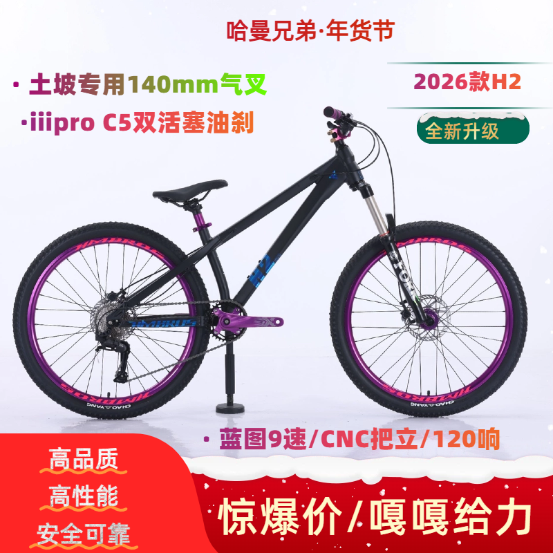 哈曼兄弟土坡车H2气叉版铝合金油刹青少年学生动作车越野车AM防摔