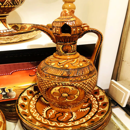 新疆喀什民族特色土陶纯手工陶瓷花纹土陶水桶传统文物土陶