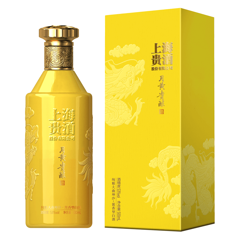 十六代上海贵酒月黄贵酿53° 纯粮酱香型白酒500ml新老包装发货
