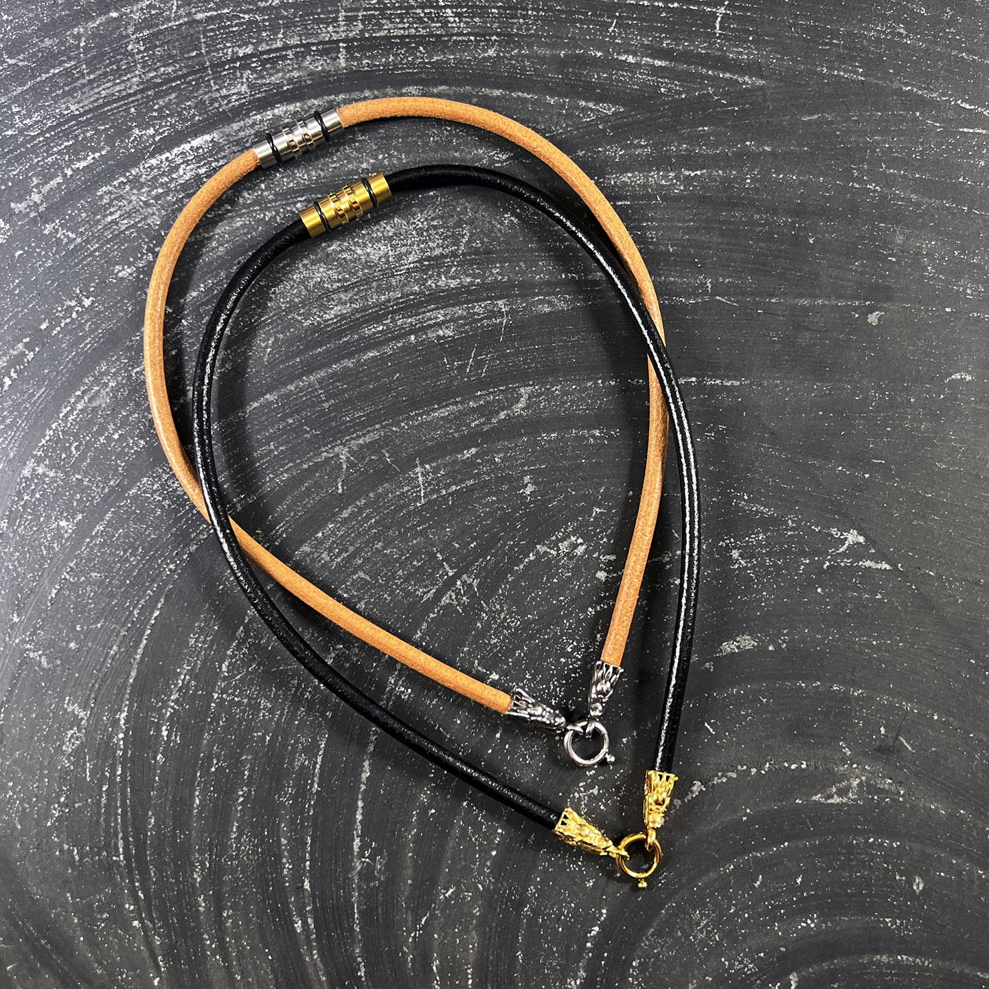 5mm粗犷男士牛皮绳项圈可挂坠