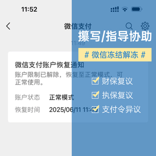 微信冻结执保支付宝财保代写保全复议申请书异地冻结管辖权异议