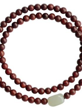 小叶紫檀4m纤细佛珠手链简约和田玉古风小清新多圈檀木手串文艺女