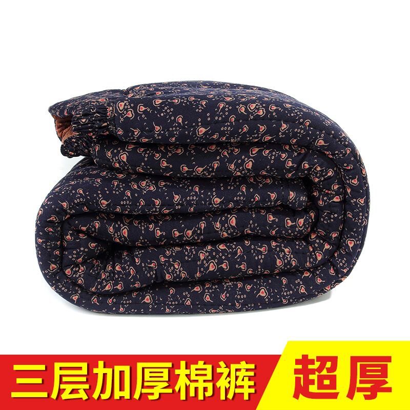 秋冬季加绒加厚花棉裤女士外穿三层裤子中老年高腰宽松大码打底裤
