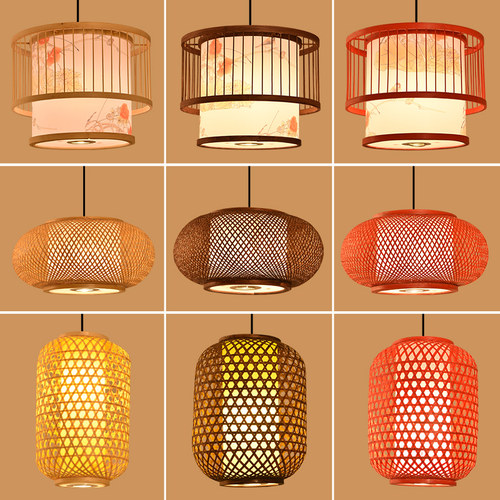 餐厅吊灯竹艺编织新中式