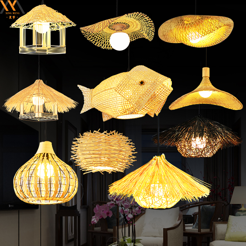 竹艺日式东南亚风餐厅竹编吊灯