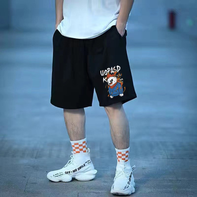 五分裤青春潮流宽松大码印花图案