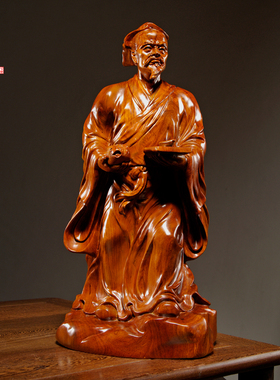 花梨木雕刻木工鲁班雕像摆件工匠祖师巧圣鲁班雕塑人物家居装饰品
