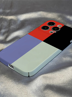 红黑蓝灰色适用苹果17AIR手机壳14/15plus新iphone16promax全包SE3/2菲林XR/XS硬壳7/8保护套12/13mini高档11