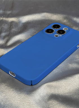 地中海蓝色适用苹果17AIR手机壳14/15plus新iphone16promax全包SE3/2菲林XR/XS硬壳7/8保护套12/13mini高档11